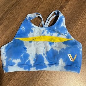 Blue tie dye Chestee sports bra